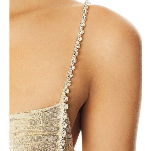 SELF-PORTRAIT Metallic Gold Tiered Midi Dress - Picture 5 of 15